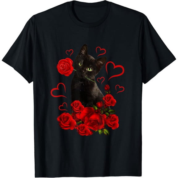 Velto Black Cat Valentines Day Shirt Boys Girls Teenager T-Shirt All Size S-5XL