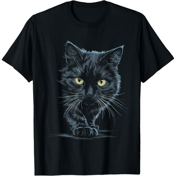 Velto Black Cat Yellow Eyes Cute Cats T-Shirt All Size S-5XL