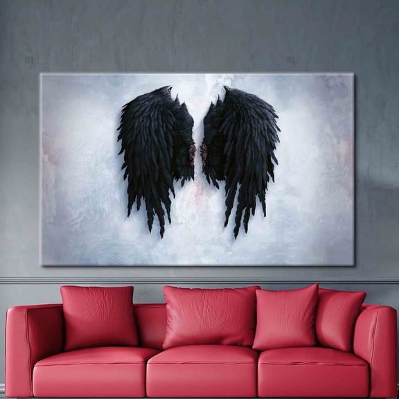 Velto Black Wings, Wing Art Canvas, Modern Wall Decor, Fashion Wings Artwork, Black Wings Art, Abstract Wing Artwork Canvas, 8x10 UNFRAMED