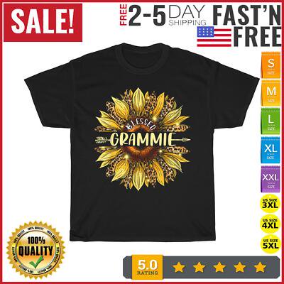 Velto Blessed Grammie Shirt Women Sunflower Leopard Decor Grandma T Shirt Men Women All Size S-5XL