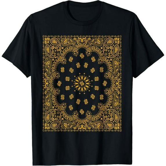 Velto Blue Yellow Gold Bandana Snoop Paisley Print LA OG T-Shirt Fullsize S-5XL Shirt