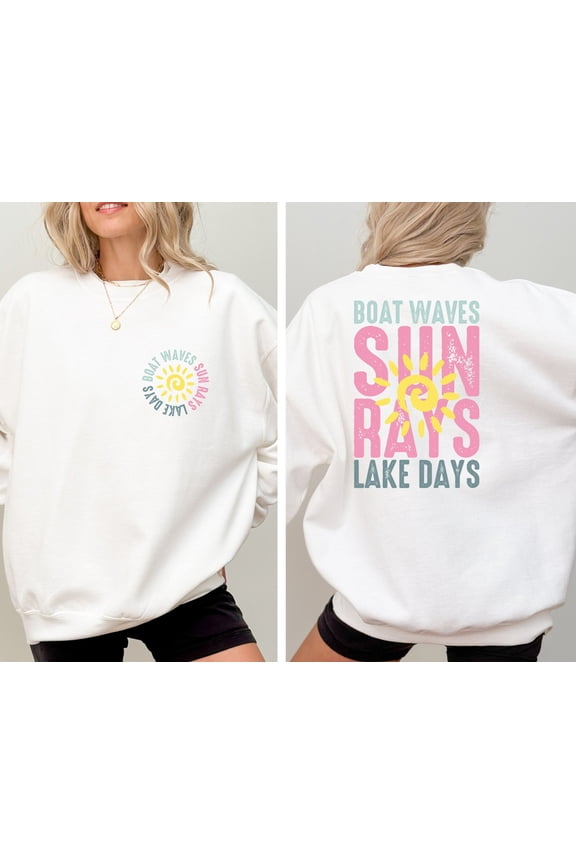 Boat Waves Sun Rays Lake Days Sweatshirt, Sweater, Lake Trip Sweatshirt,Weekend ,Lake Life Sweatshirt,Camper Sweater All Size S-5XL