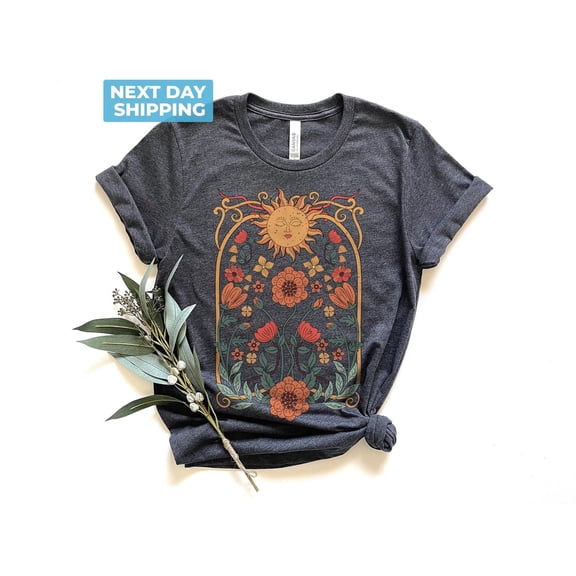 Velto Boho Floral Tshirt Art Nouveau, Wildflower Shirt, Cottagecore Shirt, Floral Nature Shirt, Retro Art Nouveau Art Deco Shirt, Mystical Shirt All Size S-5XL