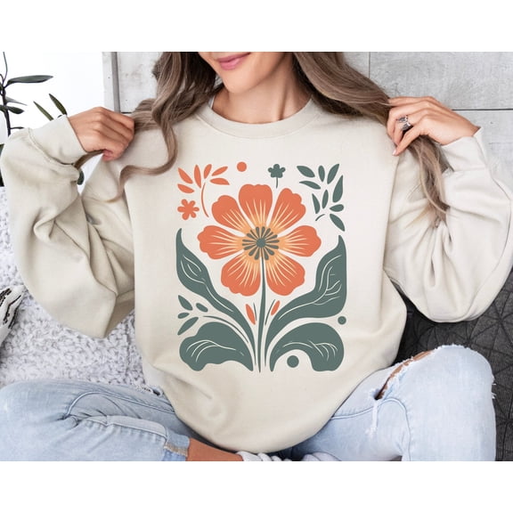 Velto Boho Flower Sweatshirt ,Pressed Flowers Shirt, Women Floral Sweatshirt, Boho Wildflowers Cottagecore ,Women Floral Minimalist Sweater All Size S-5XL