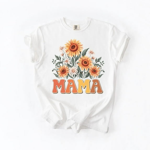 Velto Boho Mama Sunflower Graphic T-Shirt: Retro Floral Mom Tee All Size S-5XL