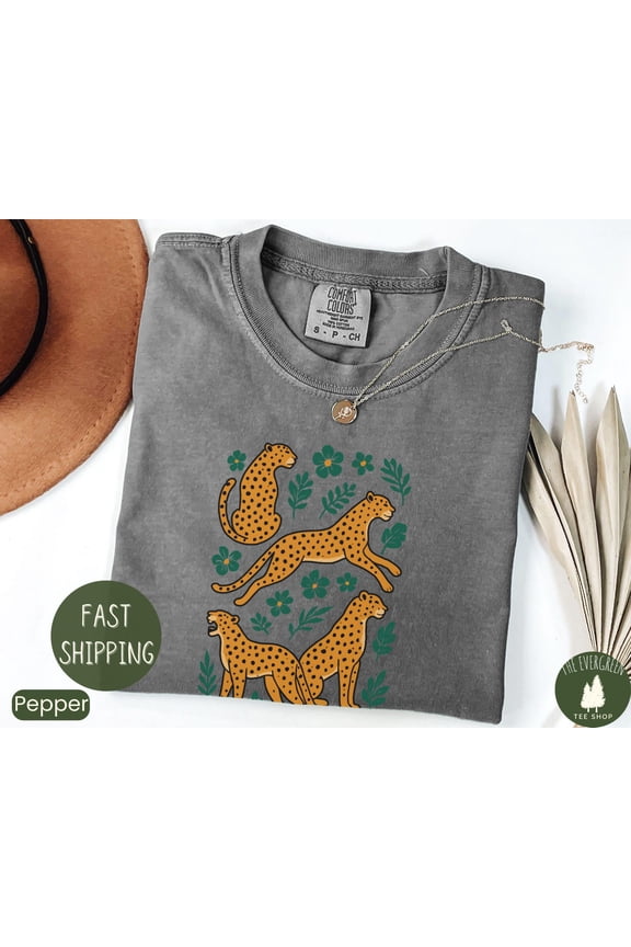 Boho Tiger Graphic Tshirt Botanical Safari Jungle Inspired Casual Outfit Wild Animal Lover Women’s Wear, Full Size S-5XL