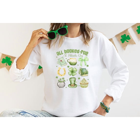 Velto All Booked For St Patrick Sweatshirt, St Patricks Book Lover T-shirt, Bookish St Patrick's Day Shirt, Book Lovers Gift, Lucky Bookish Tee All Size S-5XL