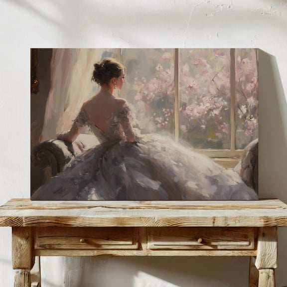 Velto Bridal Portrait Canvas Art Elegant Wedding Illustration Feminine Room Decor Romantic Bride Inspired Wall Decor, SIZE 12x16 INCLUDE Pine Wood Frame 1.25-Inch