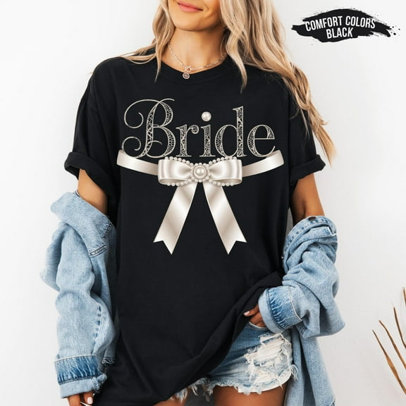 Velto Bride Shirt with Bow: Trendy Oversized Wedding Tee All Size S-5XL