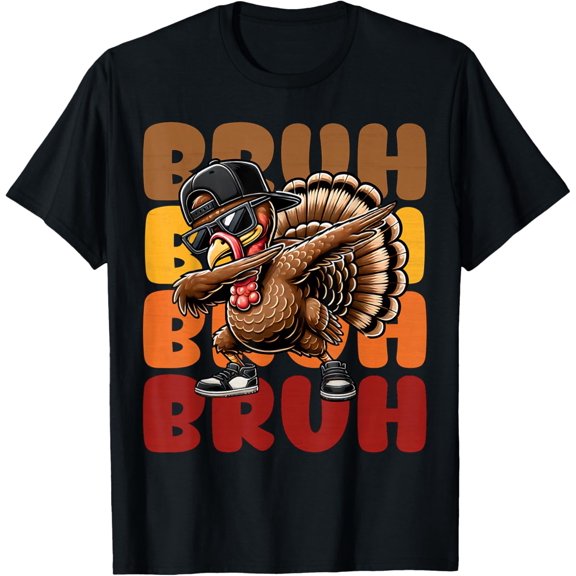 Velto Bruh Turkey Dabbing Thanksgiving For Boys Girls T-Shirt All Size S-5XL