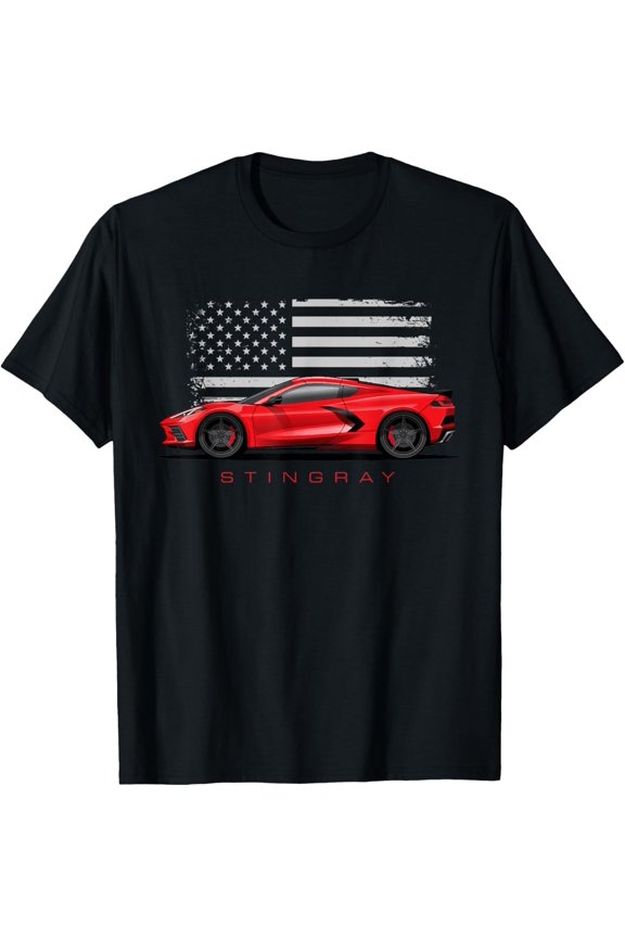 C8 Z06 ZR1 Vette StingRay American Flag Red C8R Sports car T-Shirt All Size S-5XL