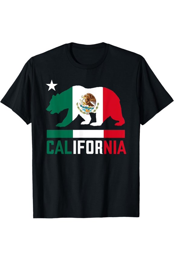 California Bear Mexican Flag State T-Shirt All Size S-5XL