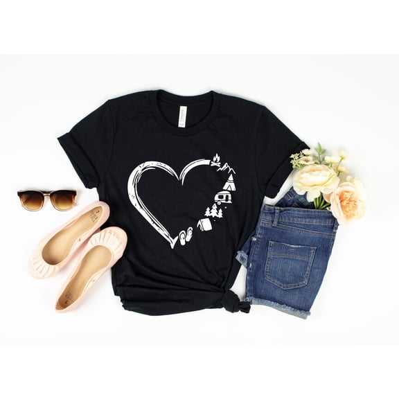Velto Camp Lover Shirt, Camping Shirt, Camping Heart Shirt, Cute Hiking Shirt, Adventure Shirt, Camper Shirt, Gift for Her All Size S-5XL