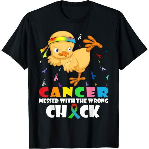 Velto Cancer Messed With Wrong Chick Cancer Warrior T-Shirt All Size S-5XL