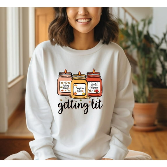 Velto Candle Sweatshirt, Getting Lit Sweatshirt, Thanksgiving Sweatshirt, Pumpkin Candle , Fall Candle Sweater, Fall All Size S-5XL