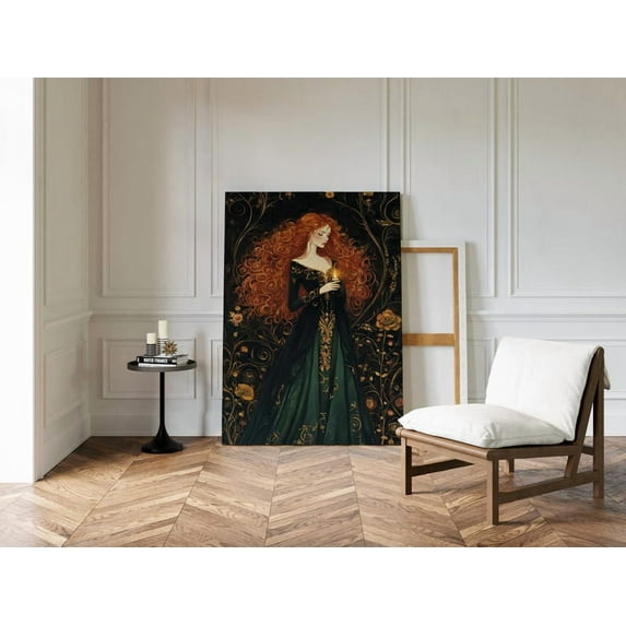 Velto Candle Witch Canvas Wall Art Dark Floral Enchanted Décor Canvas, SIZE 12x16 INCLUDE Pine Wood Frame 1.25-Inch