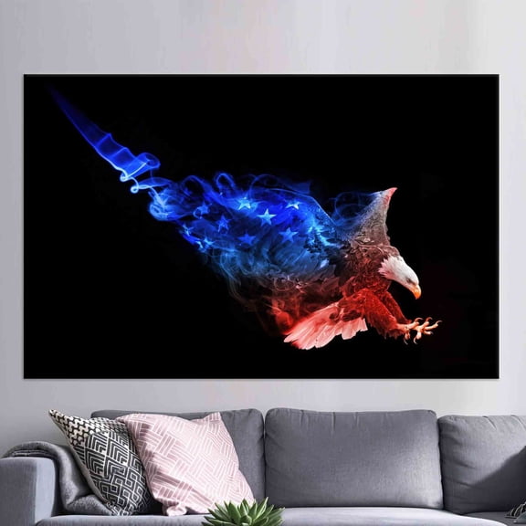 Velto Canvas Art, Holiday Gift Wall Decor, Abstract Wall Decor, American Eagle, Living Room Wall Art American Canvas Art Canvas, 12x18 UNFRAMED