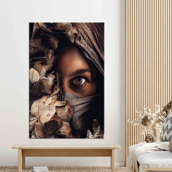 Velto Canvas Home Decor Canvas, Half Woman Flower Photo, Woman Canvas, Abstract Wall Decor, Woman Face Canvas, 8x10 0.75-Inch Pine Wood Frame