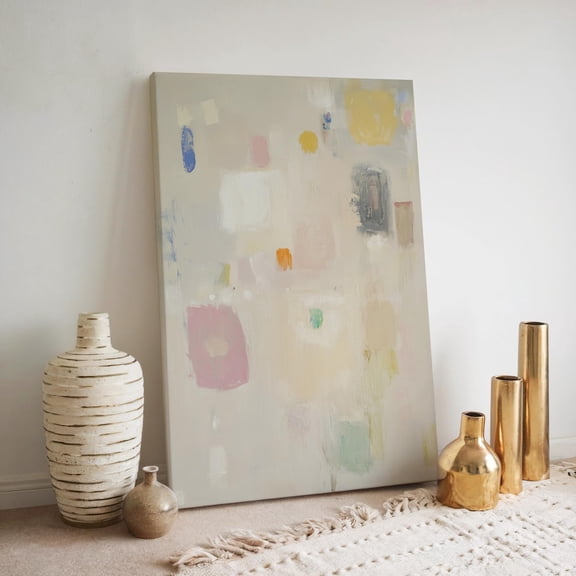 Velto Canvas Wall Art - Abstract Minimalist Neutral Modern Pastel, Soft Beige Muted, Contemporary Cream, Color Block Print, Pattern Home Decor Canvas, 8x12 UNFRAMED
