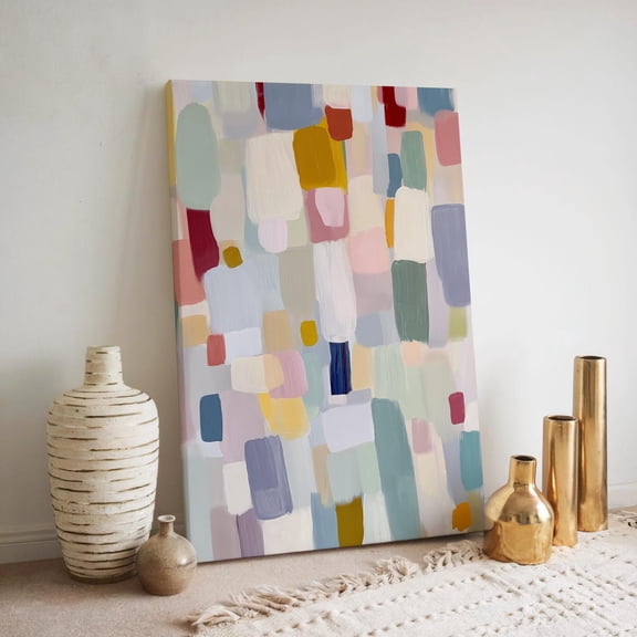 Velto Canvas Wall Art - Abstract Subtle Colorful Blocks, Minimalist, Modern Pastel Design, Contemporary Decor, Soft Joyful Patterns Canvas, 8x10 UNFRAMED