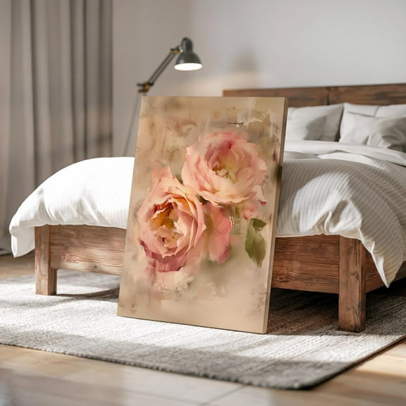 Velto Canvas Wall Art - Vintage Rose Abstract Blush Pink Floral, Soft Romantic Shabby Chic Flower Print, Bedroom, Living Room, Entryway Decor Canvas, 8x10 UNFRAMED