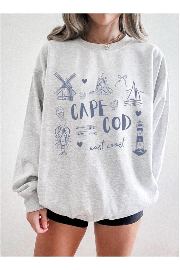 Cape Cod Sweatshirt Oversized Crewneck Coastal Aesthetic East Coast Trendy Massachusetts Beach Vacation Sweater All Size S-5XL