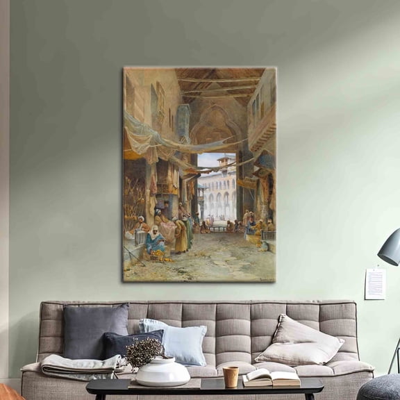 Velto Carpet Bazaar, The Grand Mosque Of Damascus Wall Decor, Charles Robertson Artwork, Damascus Canvas, Reproduction, Famous Artwork Canvas, 12x18 UNFRAMED