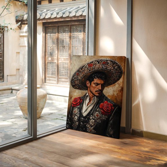 Velto Charro Vintage Traditional Heritage Inspired Illustration Elegant Rustic Mariachi Wall Art, Living Room And Gallery Wall Decor