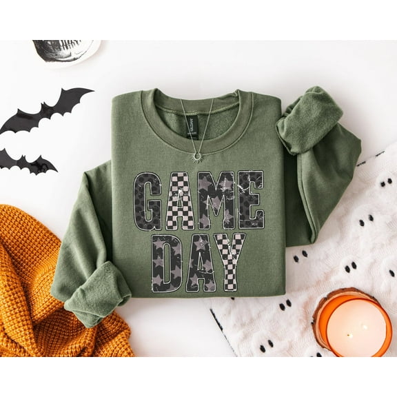 Velto Checkered Game Day Sweatshirt: Football Mom Crewneck All Size S-3XL