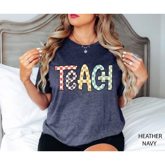 Velto Checkered Teach Shirt, Teach Shirt, Checkered Teacher, Teacher Shirt, Cute Shirt For Teachers, Teacher Gifts, Elementary School Tee, Teacher All Size S-5XL