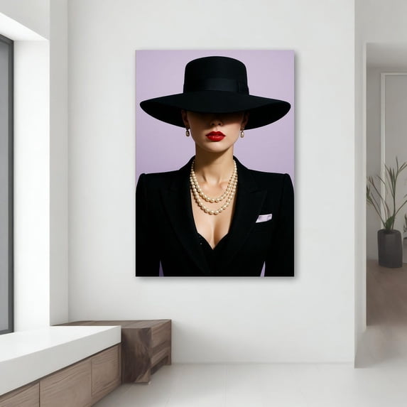 Flamarous Velto Chic Woman In Black Hat Wall Art, Glamorous Fashion, Elegant ...