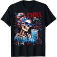 thumbnail image 1 of Velto Chill The Fourth Out Skeleton Retro 4th Of July Women T-Shirt All Size S-5XL, 1 of 5