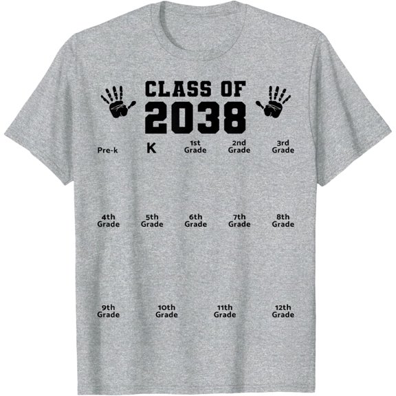 Velto Class of 2038 Handprint Shirt Grow With Me Pre-k Graduation T-Shirt All Size S-5XL