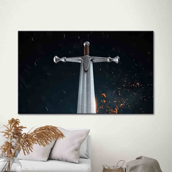 Velto Claymore Artwork, Excalibur Canvas, Warrior Sword Printed, Blade Art Canvas, Modern Printed, Sword Canvas, Samurai Sword Printed Canvas, 12x18 UNFRAMED