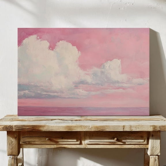 Velto Cloud Canvas Wall Art Pastel Sky Seascape Illustration Impressionist Cloudscape Calm Home Decoration, SIZE 8x10 INCLUDE Pine Wood Frame 1.25-Inch