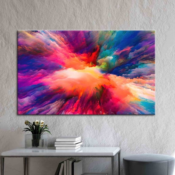 Velto Color Splash Art, Abstract Color Abstract Artwork, Colorful Cloud Canvas, Contemporary Art Canvas, Divine Colors Canvas, 12x18 UNFRAMED