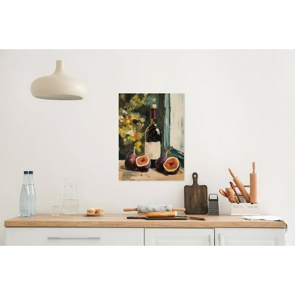 Velto Colorful Decorative Wine And Figs Abstract, European Italian Wall Decor, Whimsical Kitchen Art Canvas, 8x10 UNFRAMED