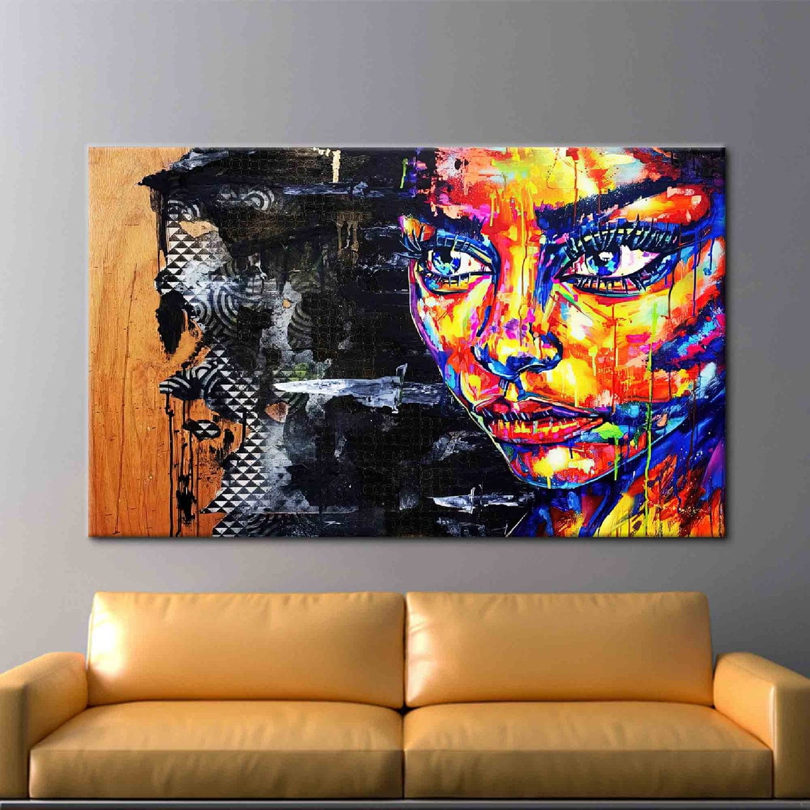 Velto Colorful Woman Wall Art Print, Abstract Portrait, Modern Living ...