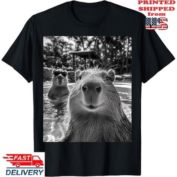 Velto Cool Capybara Selfie T-Shirt , Unisex Tee All Size S-5XL