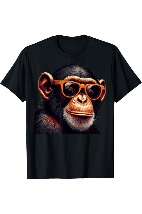 Cool Face Monkey with Sunglasses Cartoon Animal T-Shirt All Size S-5XL