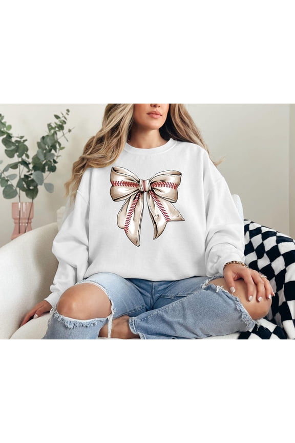 Coquette Baseball Sweatshirt, Baseball Mom Sweatshirt, Game Day Sweater, Fall Baseball Season , Baseball Bow All Size S-5XL