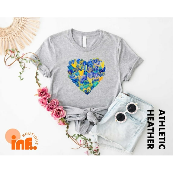 Velto Coquette Blue Heart Shirt, Women Hearts Tee, Trendy Gift Shirt, Autism Awareness Shirt, Mama T-shirt, Aesthetic Girly Blue Heart Shirt All Size S-5XL