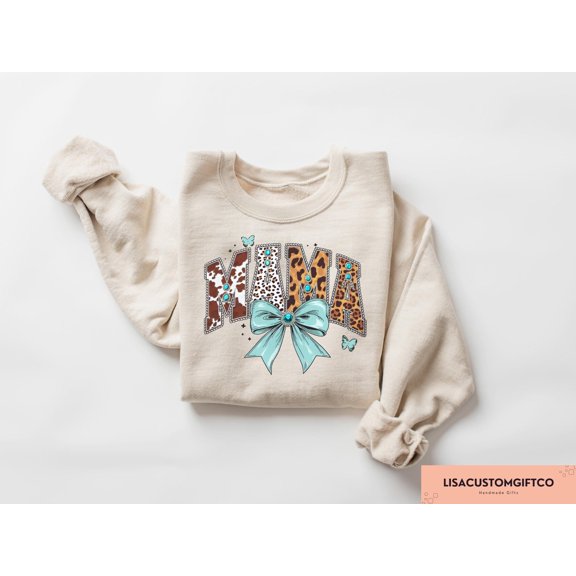 Velto Coquette Western Mama Bow Retro Cowgirl Howdy Mom Gift Sweatshirt Full size S-5XL