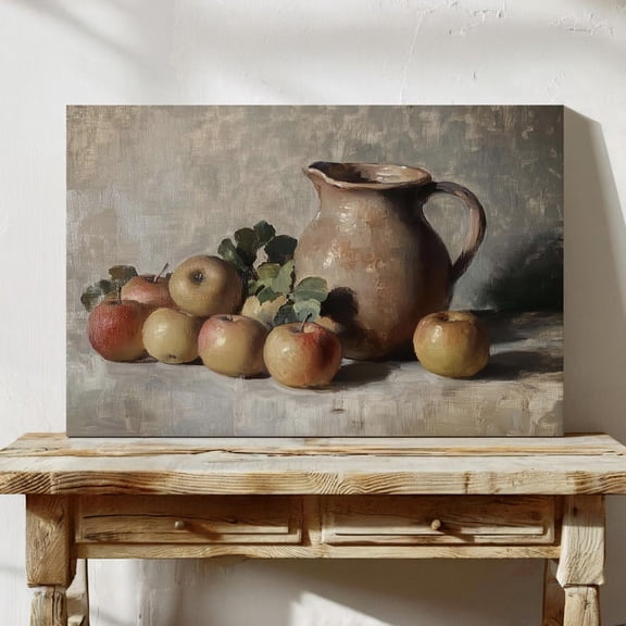Velto Country Kitchen Canvas Wall Art Vintage Apple Still Life Rustic Food Illustration Classic Dining Room Decoration, SIZE 16x24 INCLUDE Pine Wood Frame 1.25-Inch