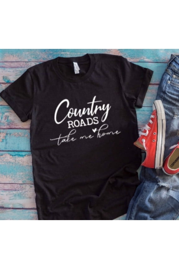 Country Roads Take Me Home Black Unisex Short Sleeve T-shirt All Size S-5XL