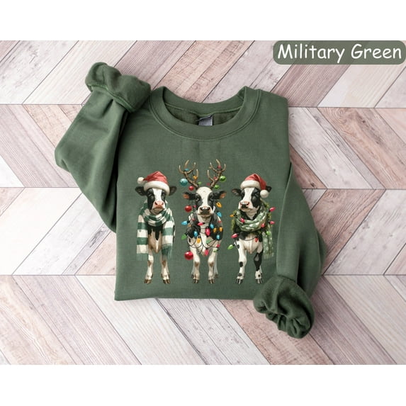 Velto Cow Happy Holiday Sweatshirt, Farm Happy Holiday Shirt, Cow Lover Gift, Happy Holiday Cow Sweater, Happy Holiday Crewneck, Womens Happy Holiday Shirt,Cow Tshirt All Size S-3XL