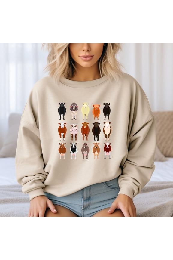 Cow Sweatshirt, Cow Lover Sweatshirt, Cow Sweater, Farm Animal Sweatshirt, Farm Lover , Farm Gift, Retro Cows Sweatshirt All Size S-3XL