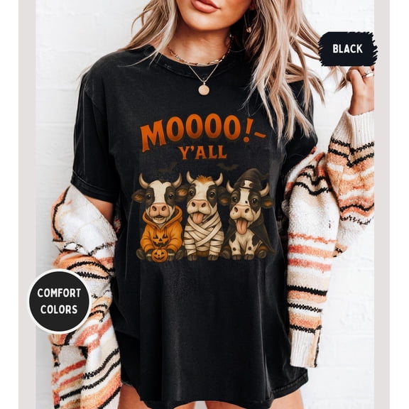 Velto Cow happy holiday Shirt - "Moooo Y'all" Southern Farm Tee, Cute Cow Trio Costumes, Fall Graphic, 1717 Unisex T-Shirt All Size S-5XL