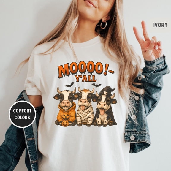 Velto Cow happy holiday Shirt - "Moooo Y'all" Southern Farm Tee, Cute Cow Trio Costumes, Fall Graphic, 1717 Unisex T-Shirt All Size S-5XL