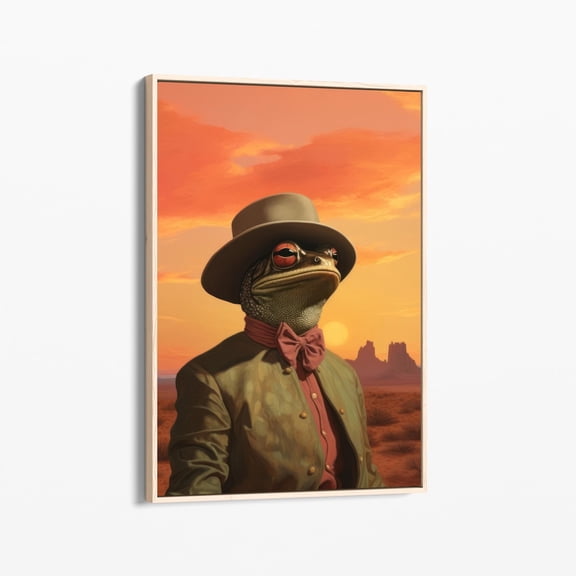 Velto Cowboy Frog Print Wall Canvas Surreal Whimsical Colourful Toad And Frog Wearing Cowboy Hats With Suit Art Canvas Cfp1 Canvas, 12x18 UNFRAMED